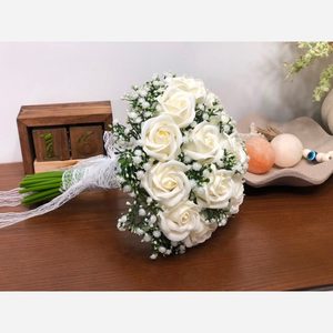 دسته گل عروس رز و ژیپسوفیلا