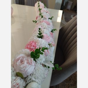 پنل گل مصنوعی یک متری سفید صورتی