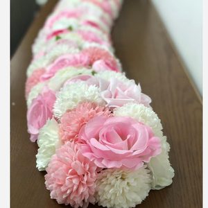 پنل گل مصنوعی سفید صورتی