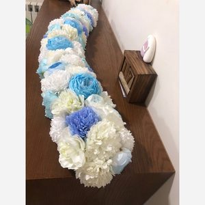 پنل گل مصنوعی یک متر سفید ابی