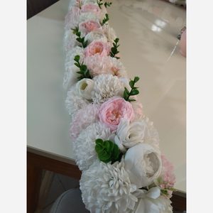پنل گل مصنوعی یک متری سفید صورتی