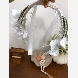 دسته گل عروس مدل سازه ای به تزیین مروارید