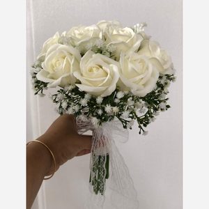 دسته گل عروسی ترکیب رز و گل عروس