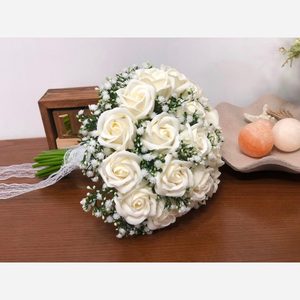 دسته گل عروس رز و ژیپسوفیلا