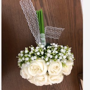 دسته گل عروس رز و عروس 15 شاخه گل رز