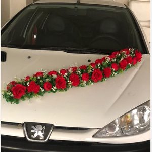 پنل گل مصنوعی نیم متری قرمز مناسب برای ماشین عروس و دیزاین جشن ها
