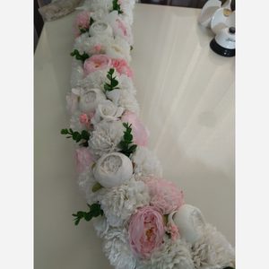 پنل گل مصنوعی یک متری سفید صورتی