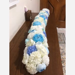 پنل گل مصنوعی یک متر سفید ابی