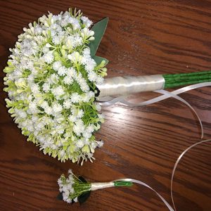 ست کامل دسته گل عروس با مچبند و گل کت داماد