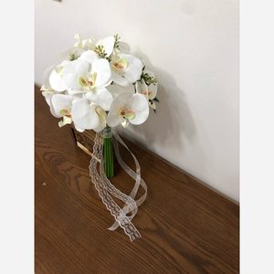 دسته گل عروس و عقد مدل ارکیده ابشاری،دسته گل مصنوعی