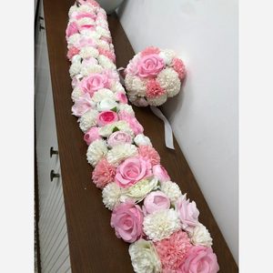 پنل گل مصنوعی سفید صورتی پک پنج عددی فروش عمده