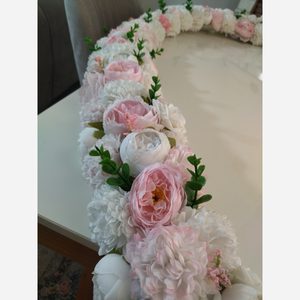پنل گل مصنوعی یک متری سفید صورتی
