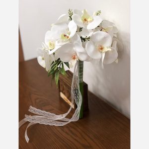 دسته گل عروس و عقد مدل ارکیده ابشاری،دسته گل مصنوعی