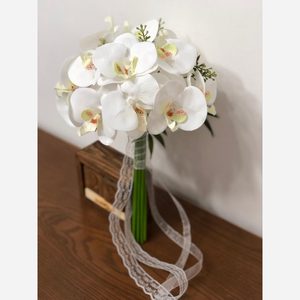 دسته گل عروس و عقد مدل ارکیده ابشاری،دسته گل مصنوعی