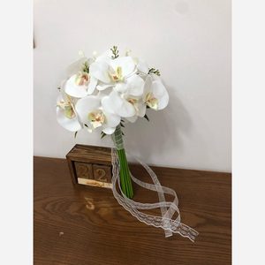 دسته گل عروس و عقد مدل ارکیده ابشاری،دسته گل مصنوعی