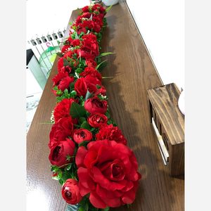 پنل گل مصنوعی نیم متری قرمز مناسب برای ماشین عروس و دیزاین جشن ها